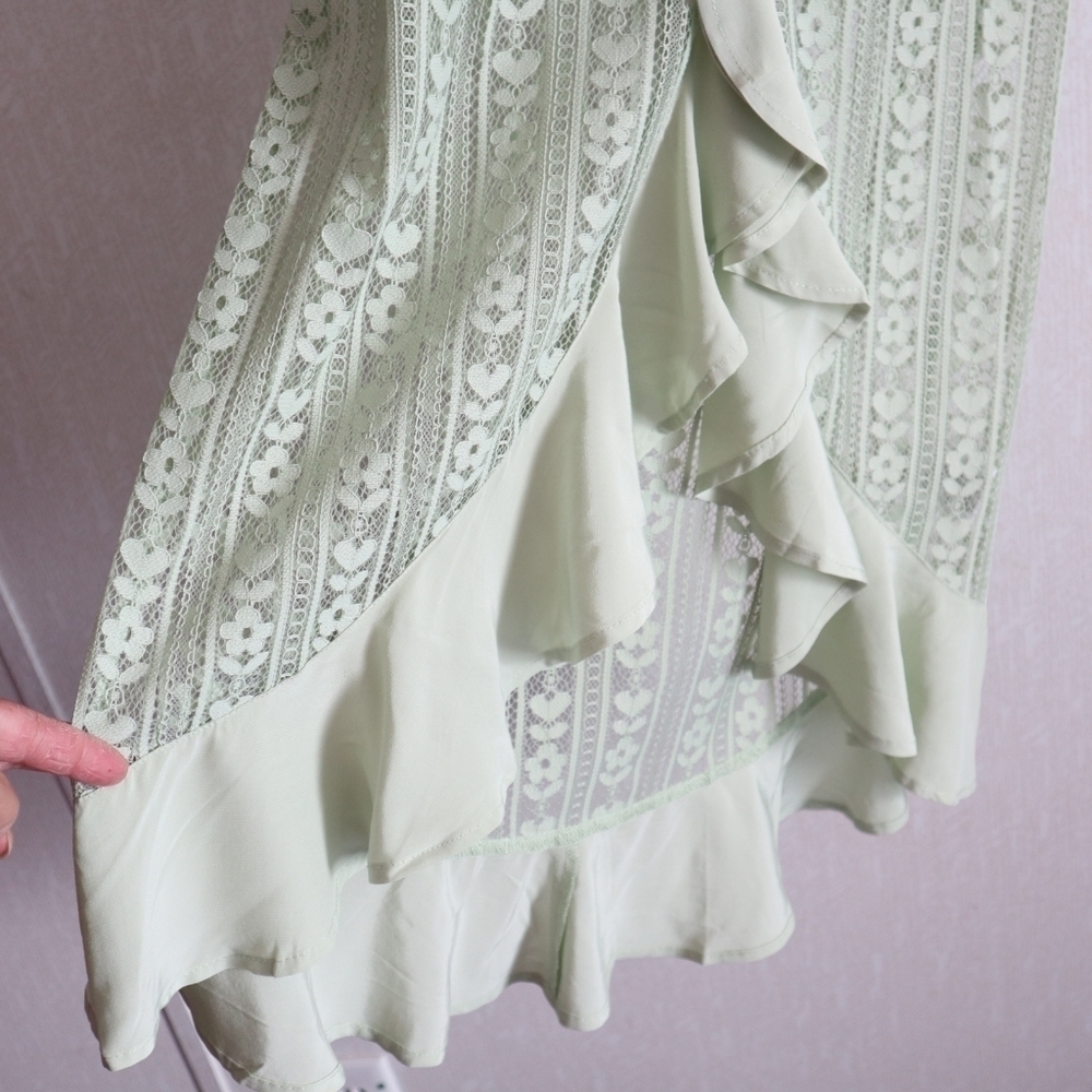 NWT FOR LOVE & LEMONS MINT GREEN LOVEBIRD LACE MIDI DRESS FAIRYCORE - Picture 8 of 15